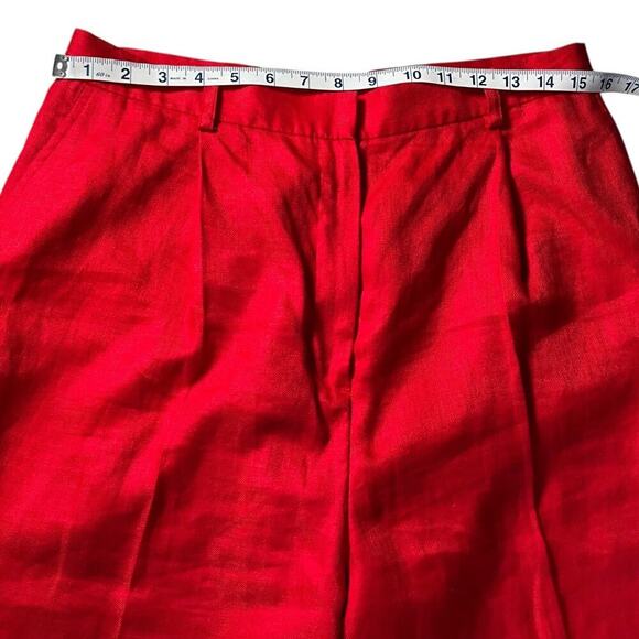 Lauren Ralph Lauren red linen pants size 16 runs small fits 8 tailored trousers - Picture 6 of 8